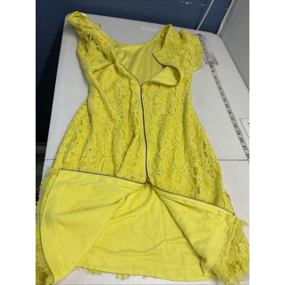 Diane Von Furstenberg Wanda Yellow Lace Zip Back Mini Dress Limoncello‎ Size 8 - Picture 12 of 13